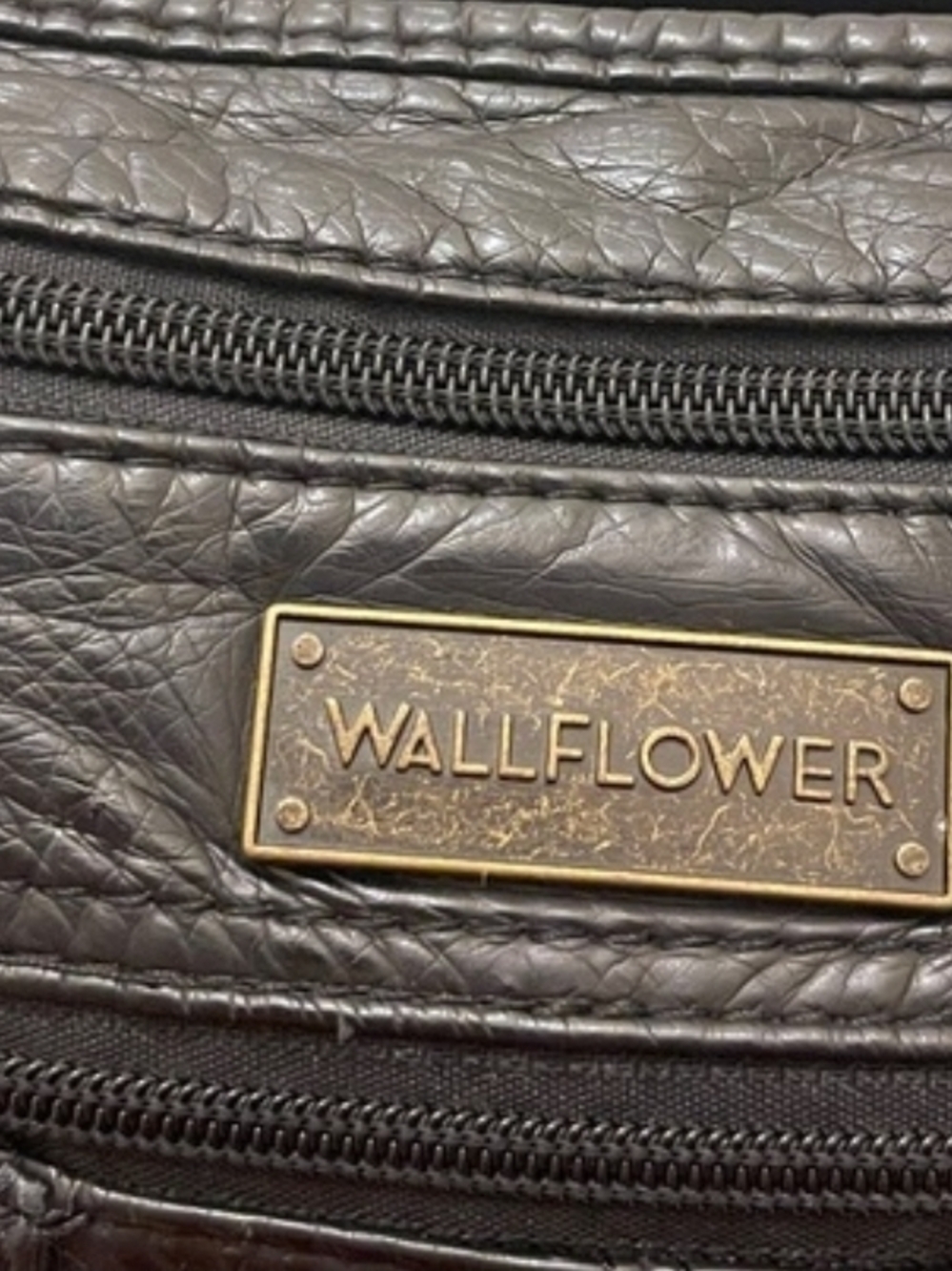 Wallflower Black Faux Leather Crossbody Bag with Front Buckle Pockets - Picture 3 of 6